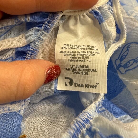 Vintage 90s Tweety Bird Twin Bedding Set 1998 Warner Bros Flat Sheet Fitted Pill - Picture 3 of 4